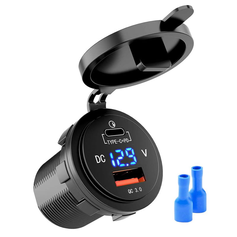 Lumeno QC3.0 and type c charger with volt meter