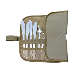 Camp Cover Cutlery Roll-Up Compact 4 Set - Khaki