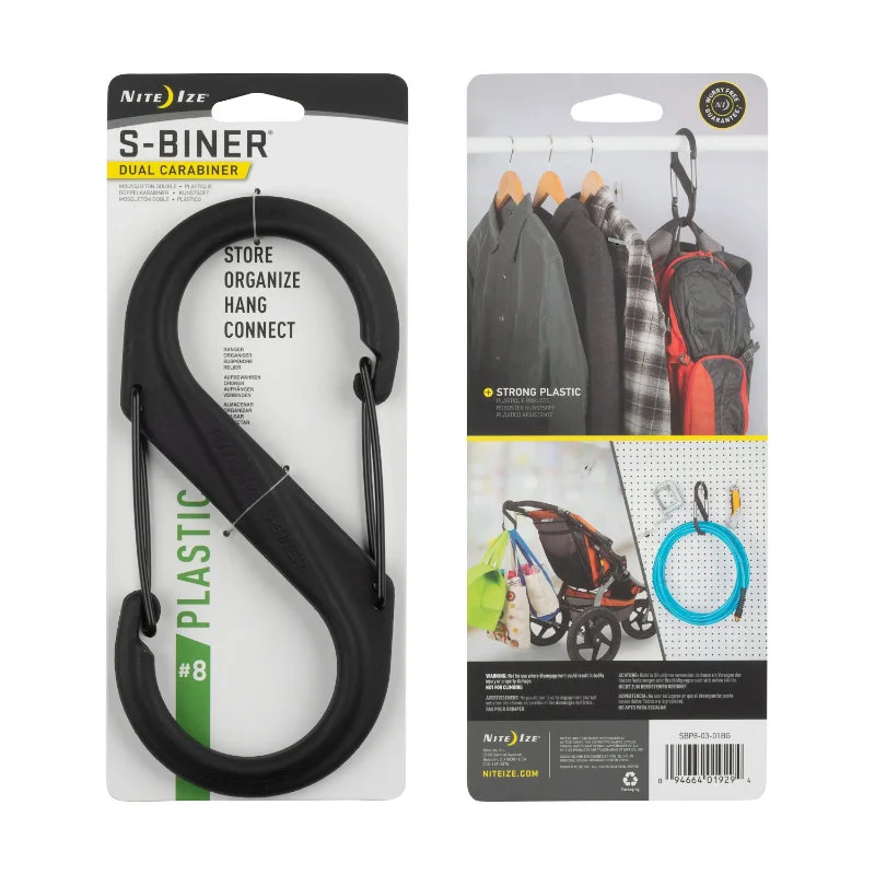 Nite Ize S-Biner Plastic Double Gated Carabiner - No.8 Black