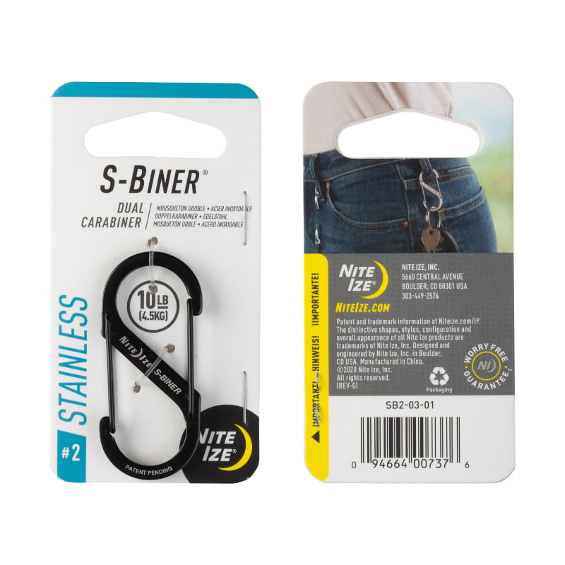 Nite Ize S-Biner Stainless Steel Double Gated Carabiner No.2 Black