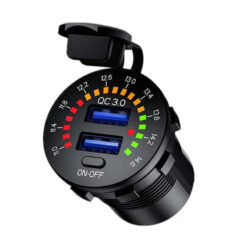 Lumeno Dual QC3 Charger with Voltmeter and On Off Switch