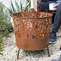 La Hacienda Cesta Oxidised Steel Fire Basket