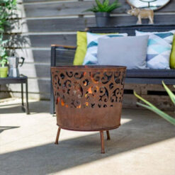 La Hacienda Cesta Oxidised Steel Fire Basket