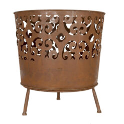La Hacienda Cesta Oxidised Steel Fire Basket