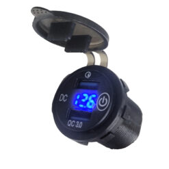 Lumeno Dual QC3 Charger Socket with Voltmeter and On Off Switch