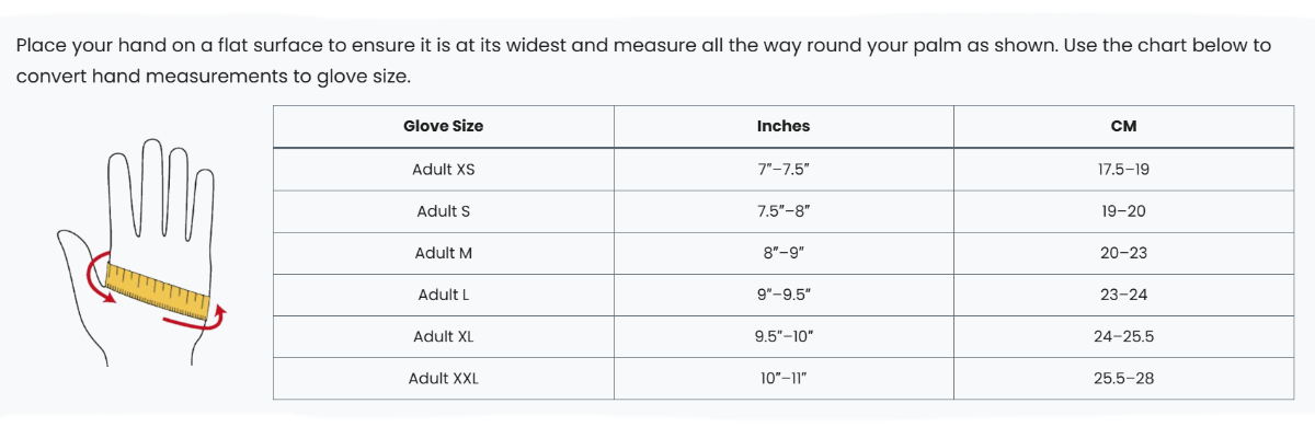 Extremities Size Guide