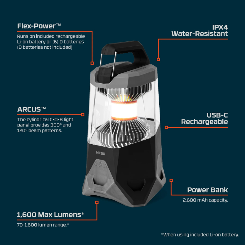 Nebo Galileo 1600 Flex Lantern